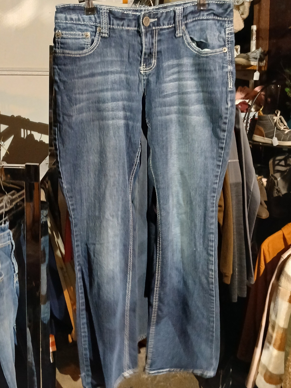 Maurices Blue Wide Leg Jeans with Faded Whiskering